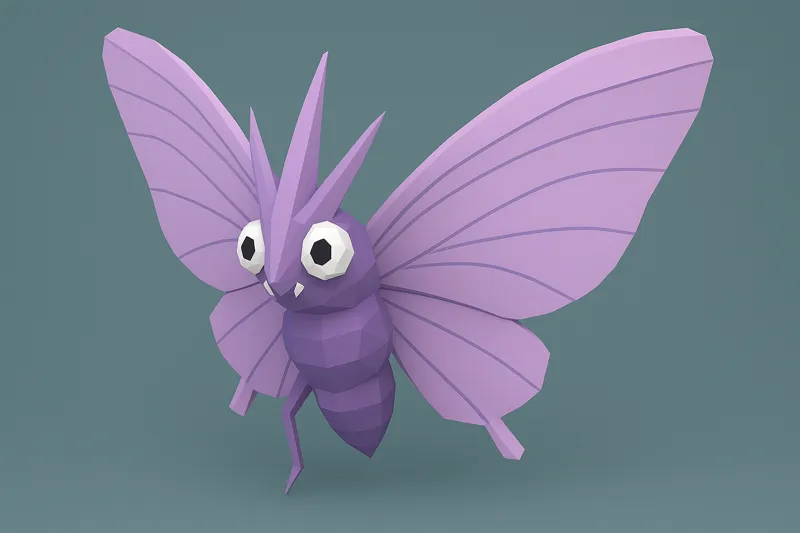 #049 Venomoth – Low Poly Pokémon