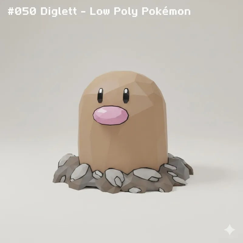 #050 Diglett – Low Poly Pokémon