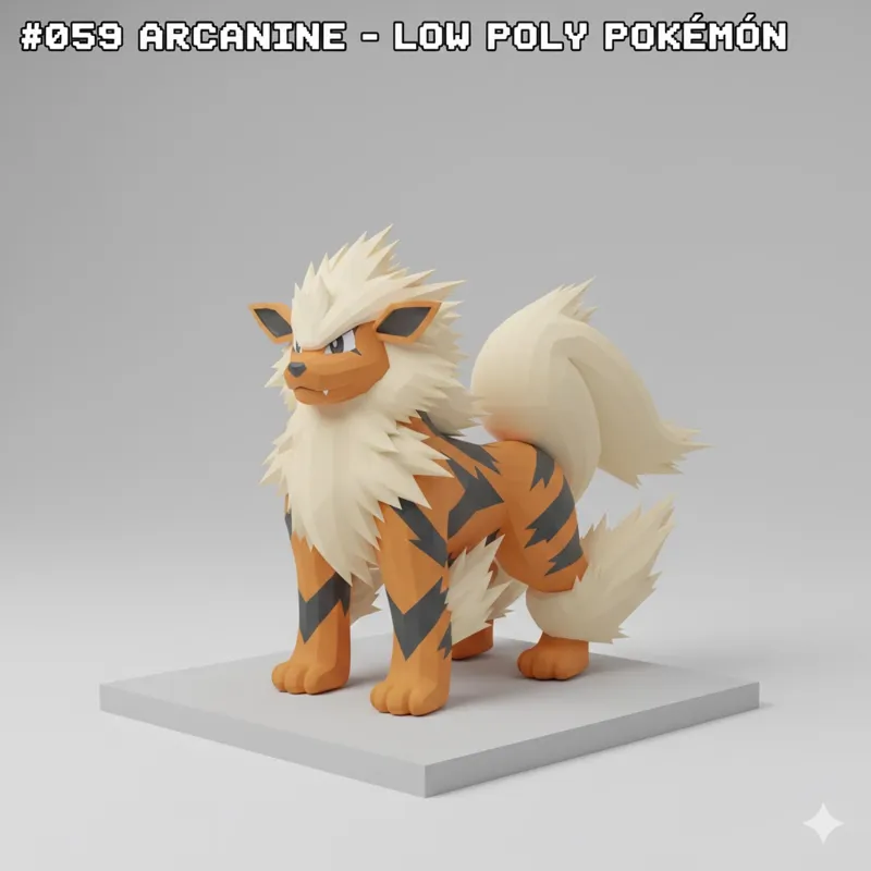 #059 Arcanine – Low Poly Pokémon