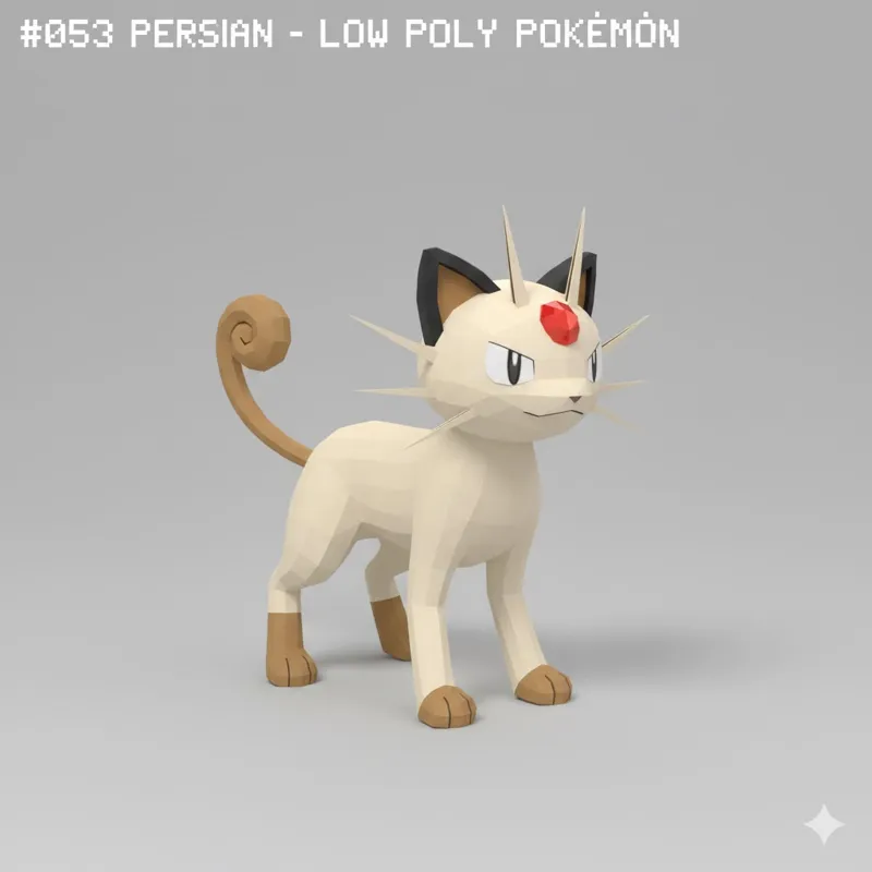 #053 Persian – Low Poly Pokémon