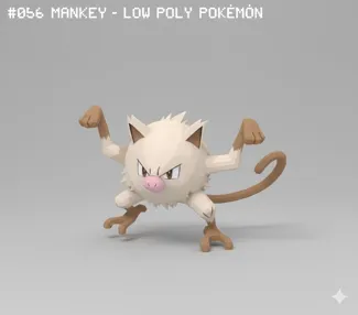 #056 Mankey – Low Poly Pokémon