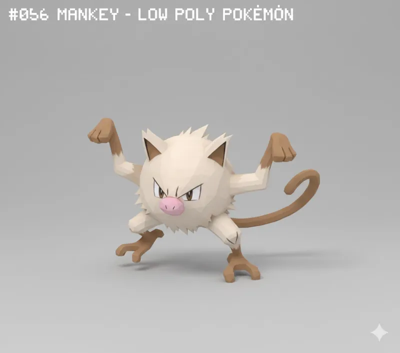 #056 Mankey – Low Poly Pokémon
