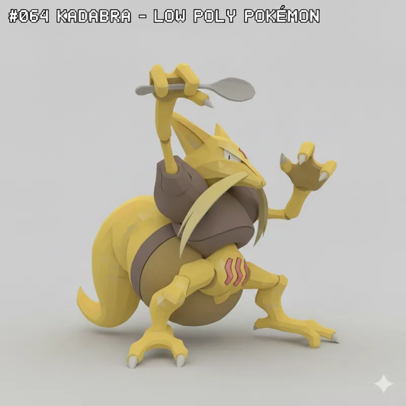 #064 Kadabra – Low Poly Pokémon