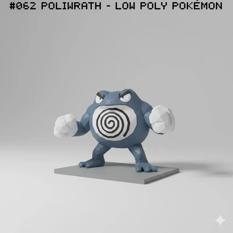 #062 Poliwrath – Low Poly Pokémon