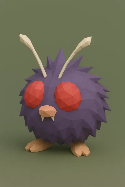 #048 Venonat – Low Poly Pokémon