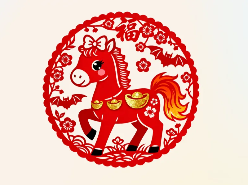 马年窗花贴纸