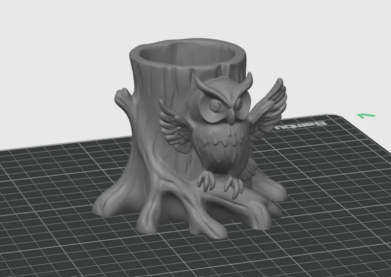 Owl & Tree Stump Pen Holder Organizer Decoration