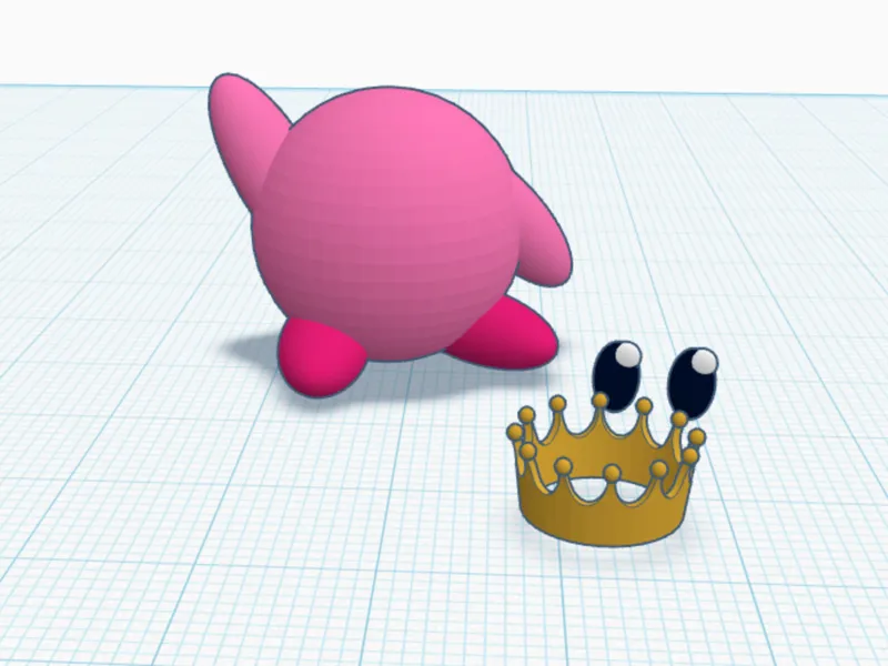 Kirby with detachable eyes and crown (glue it on)
