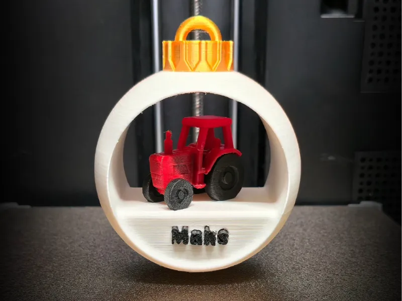 Christmas tractor bauble