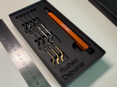 Ruthex Deburrer + 11 Blades Gridfinity Bin 