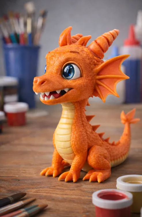Little Fire Dragon – Cute Fantasy Dragon - Free 3D Print Model - MakerWorld