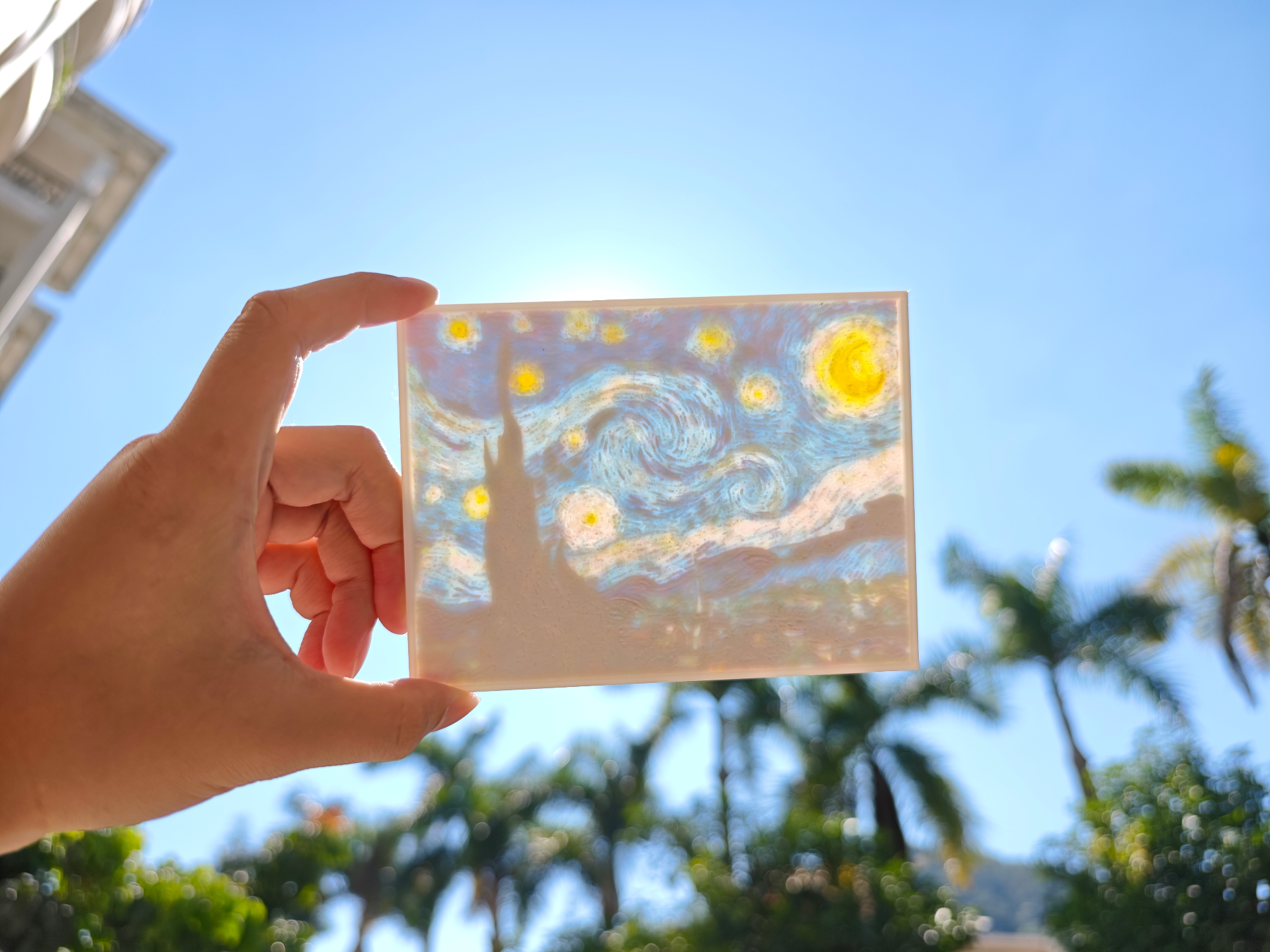 梵高《星月夜》（Van Gogh The Starry Night）彩色透光浮雕
