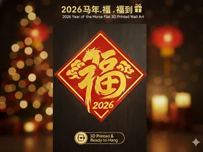 2026 Year of the Horse 'Fu' Character | Flat / Relief Dual Versions Decorative Painting