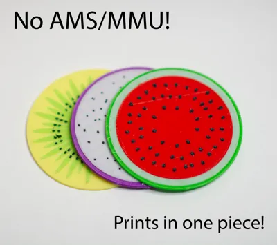 Multicolor Fruit Coasters - No MMU Required