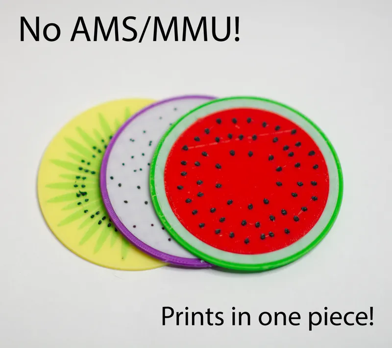 Multicolor Fruit Coasters - No MMU Required