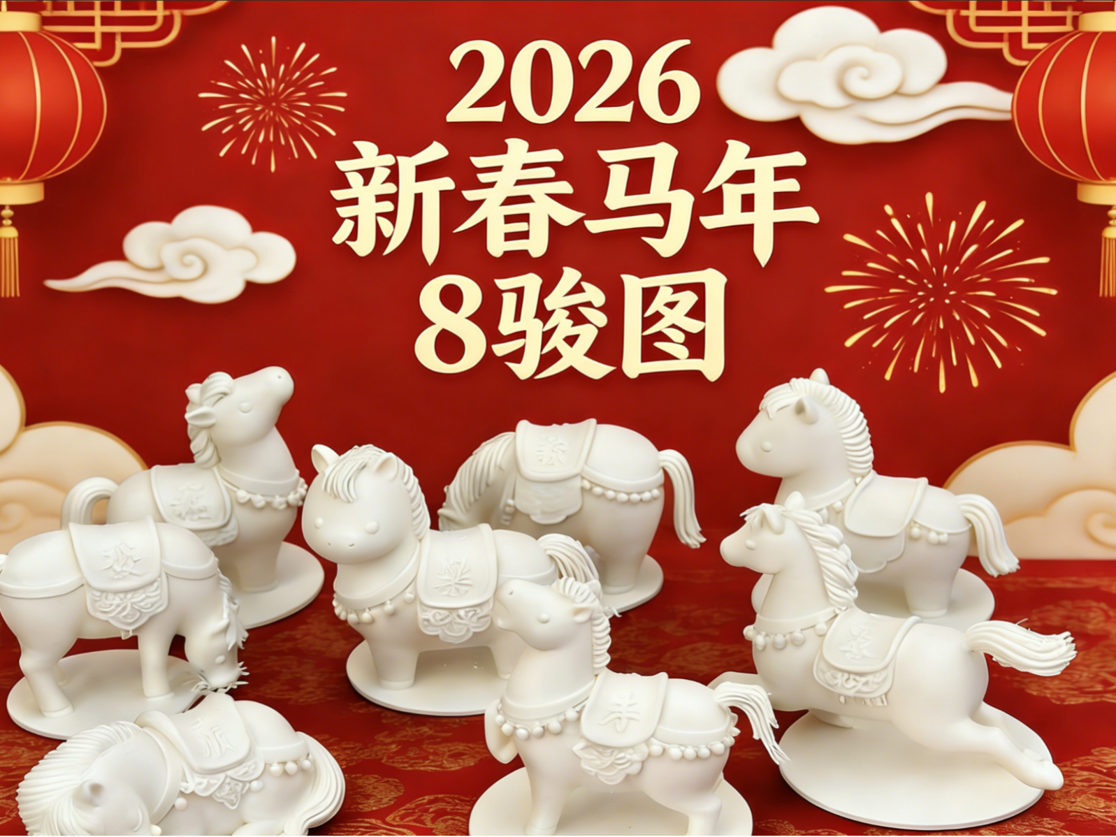 马年八骏图 2盘打印8只    八骏闹春红 祥光裹瑞风 