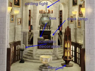 decor and large columns to Dumbledore's office