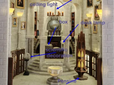 decor and large columns to Dumbledore's office
