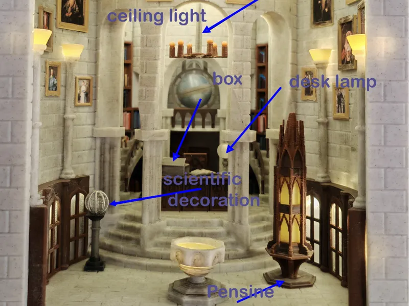 decor and large columns to Dumbledore's office