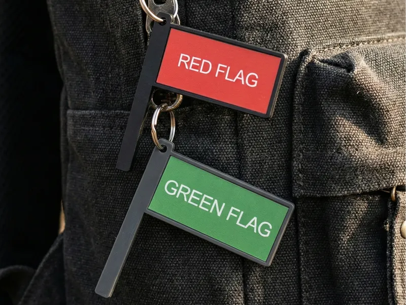 "Red Flag / Green Flag" Zipper Pull & Keychain