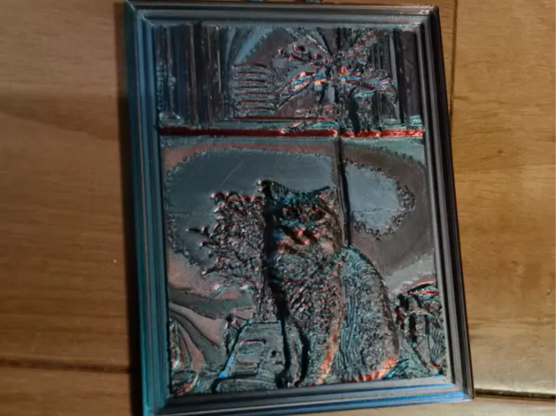 猫咪浮雕立体画(使用 MakerWorld 的 Relief Sculpture Maker 创作)