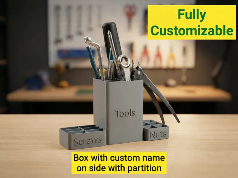 Box with custom name on side with partition