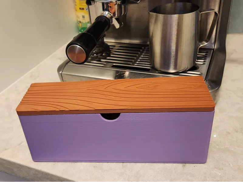 Tea Bag Container with Wood Grain Lid