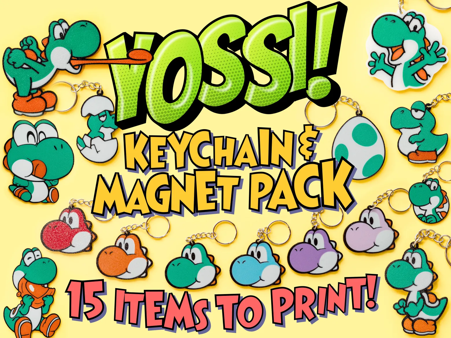Yoshi Keychain Pack! Cookie, Happy Baby Yoshi, Nintendo