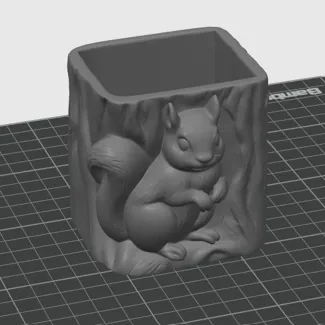Tree Stump Pen pencil Holder Squirrel Organizer