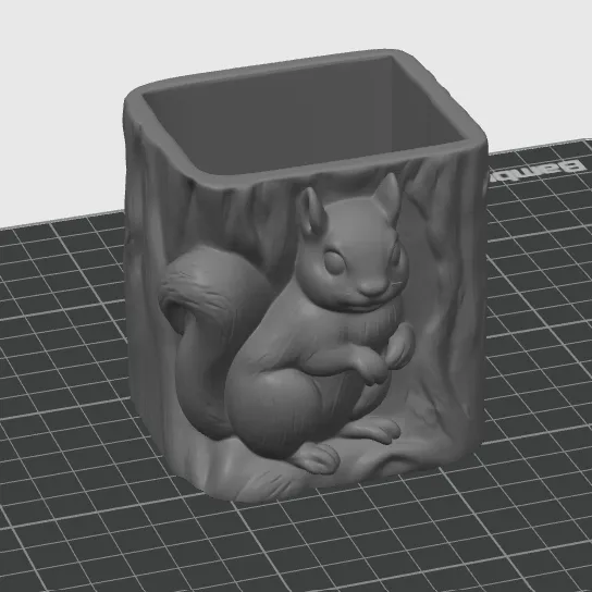Tree Stump Pen pencil Holder Squirrel Organizer