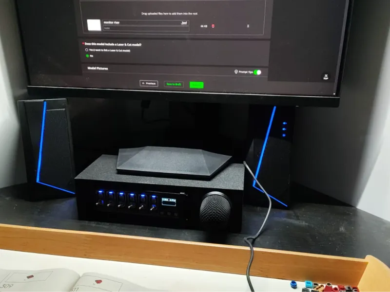 monitor riser with mic holder