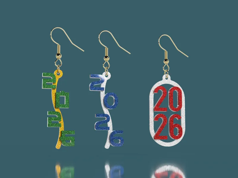 2026 New Year earrings pendant keychain