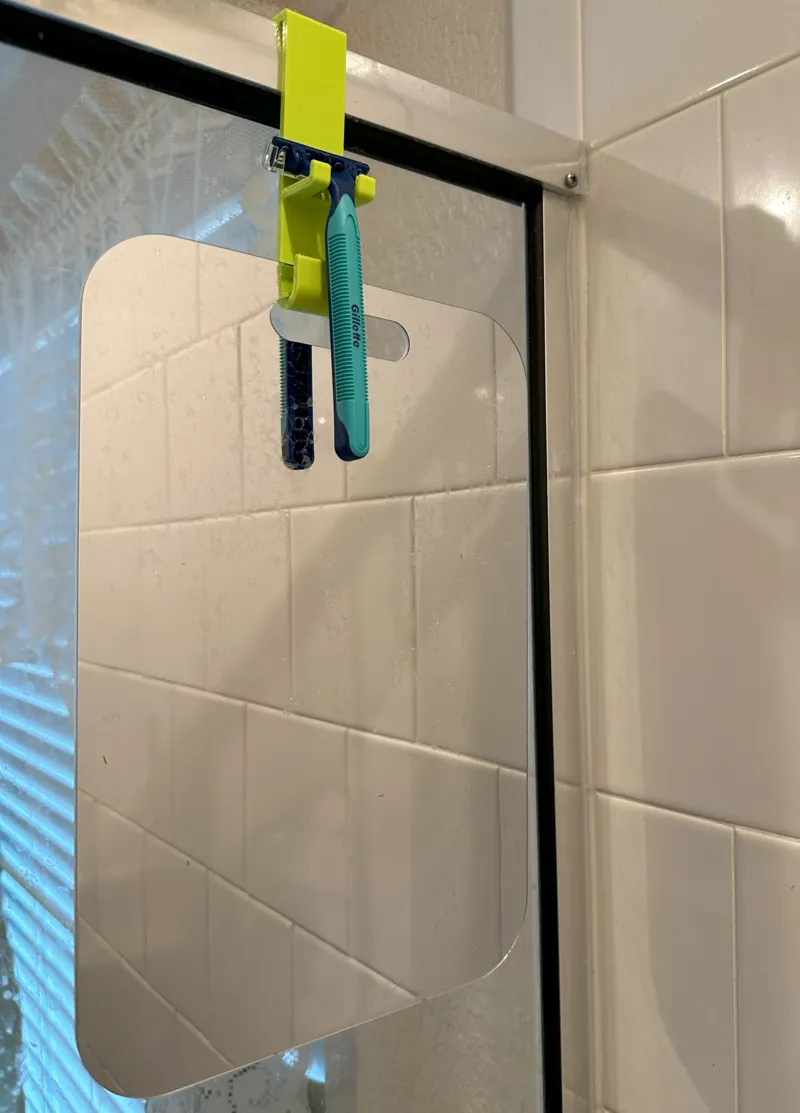 Shower Mirror and Razor Hanger