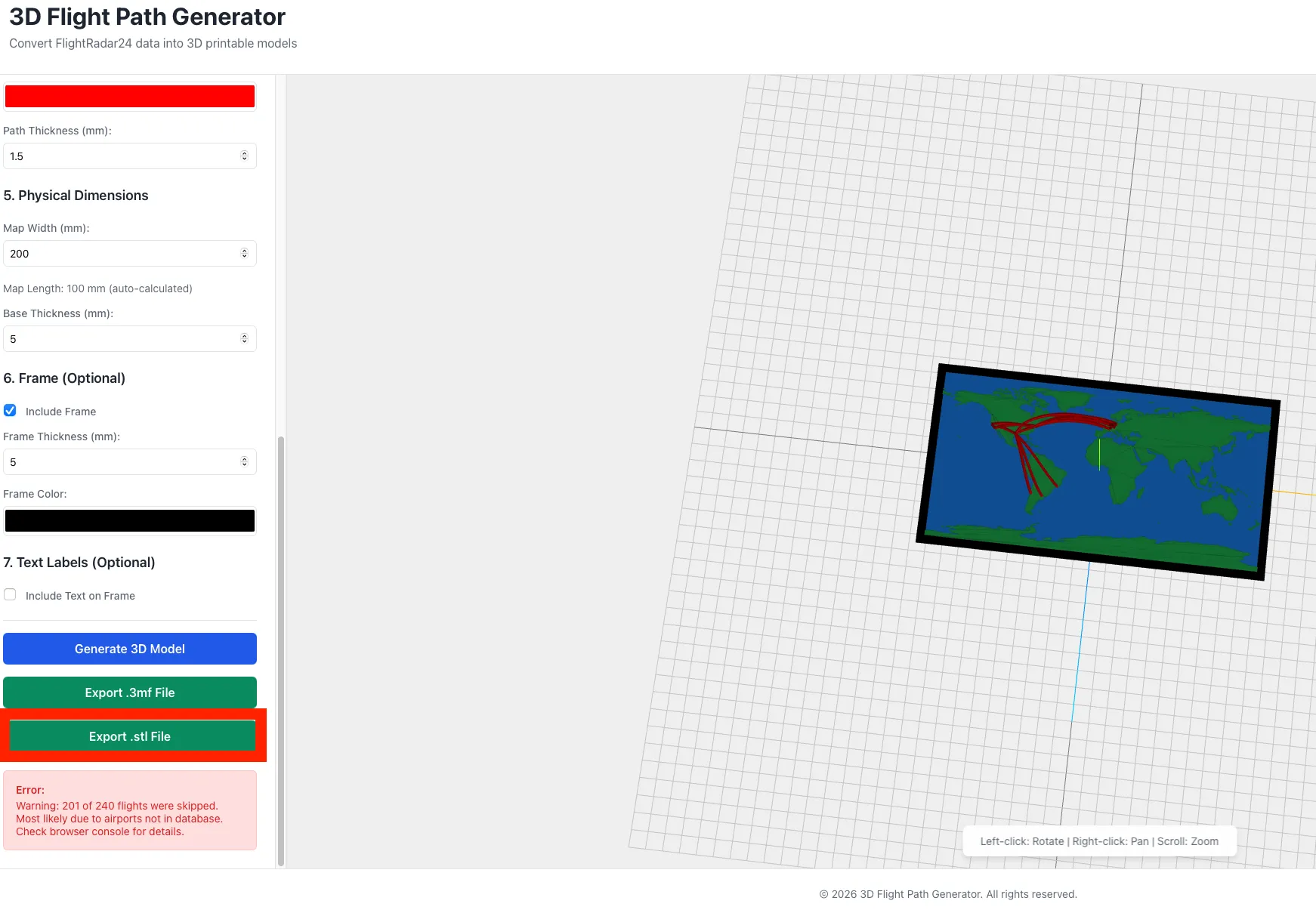 Flights Generator.pdf my.flightradar24 3D Flight Path Generator - Free 3D Print Model ...