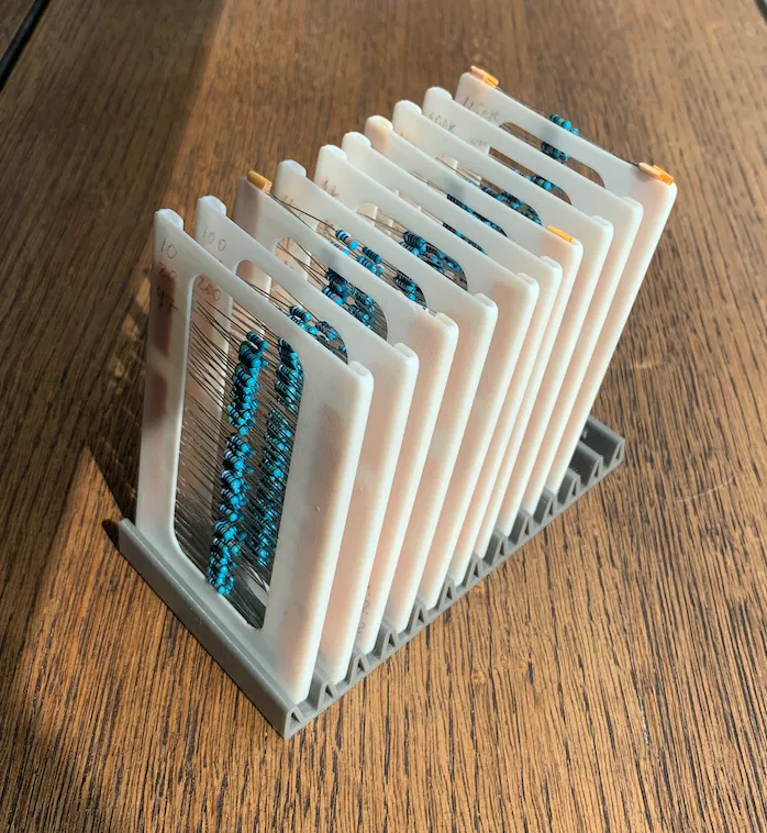 Resistors, diodes and similar components storage