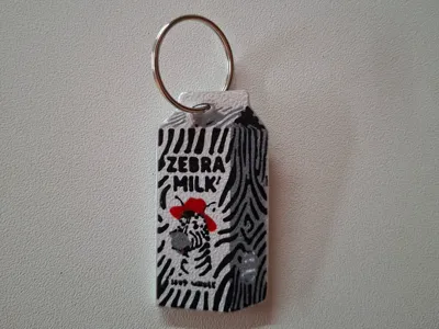 Zebra milk brick keychain