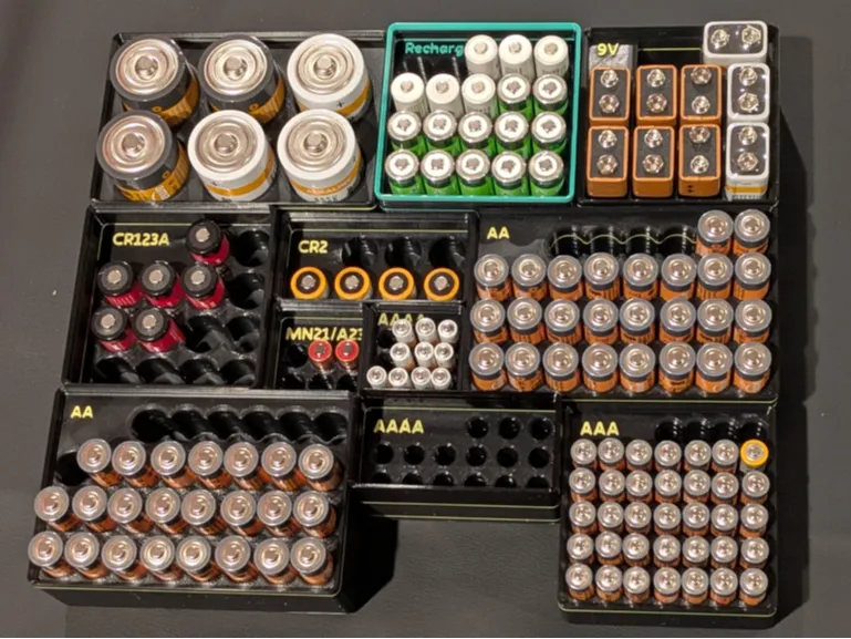 Gridfinity Stackable Battery Storage 