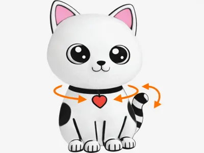 Print-in-place cat with rotating head & tail