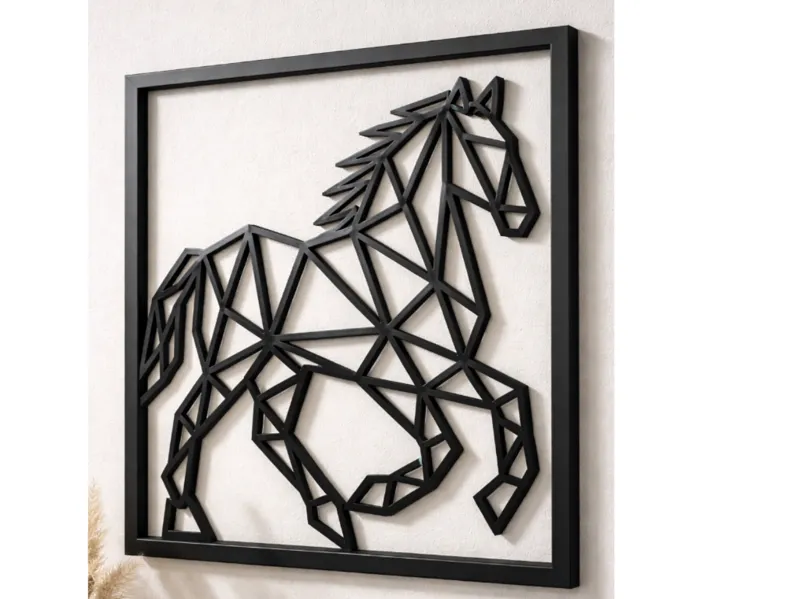 Geometric Horse Wall Decor – Flat Minimal Line Art
