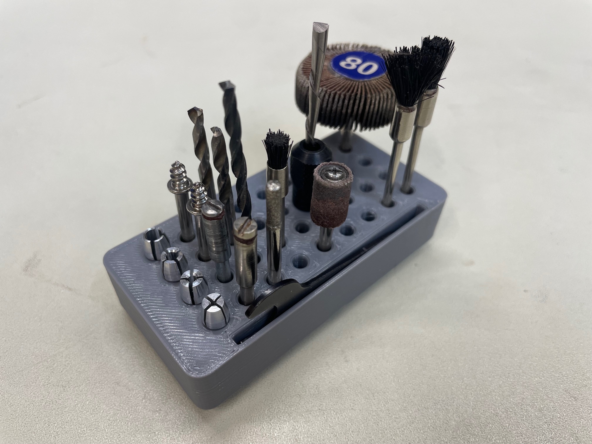 gridfinity 1x2 bin dremel tools, spanner, chuck and std. dremel 3.15mm (1/8") tools