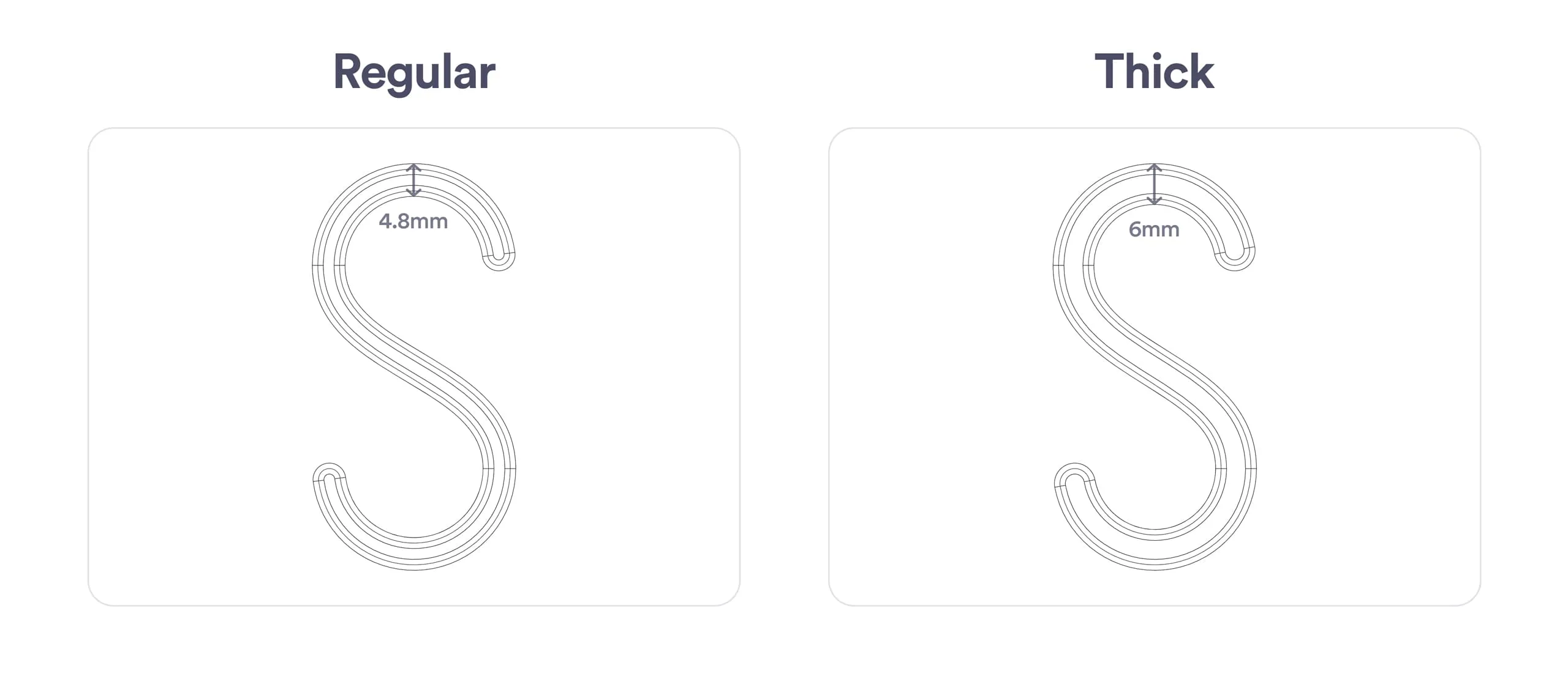 Hook Thicknesses - Regular, Thick