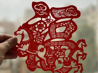马年窗花 新年窗花 福字窗花