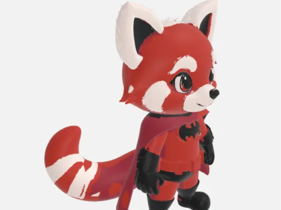 panda roux en batman