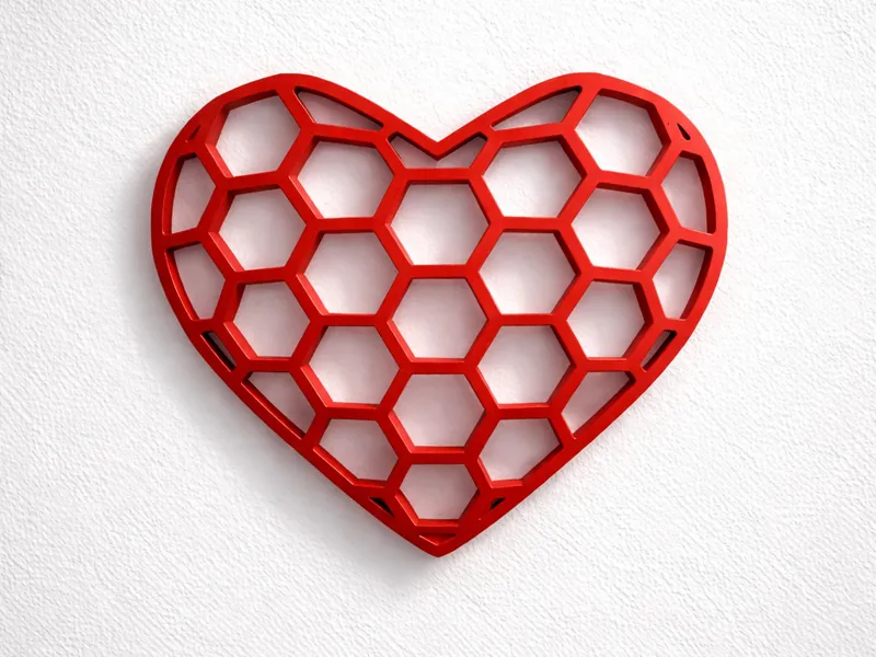 Geometric Hexagon Heart Decor