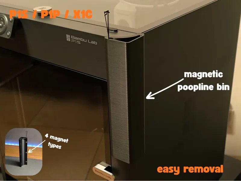 magnetic poopline bin for P1S / P1P / X1C
