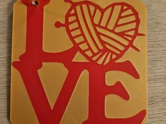 Love knitting heart keychain