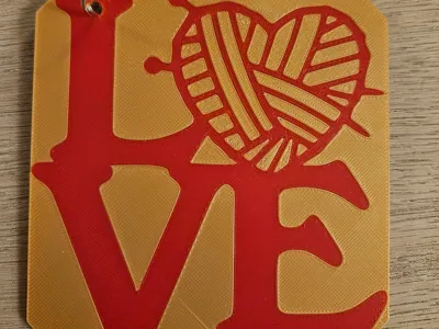 Love knitting heart keychain