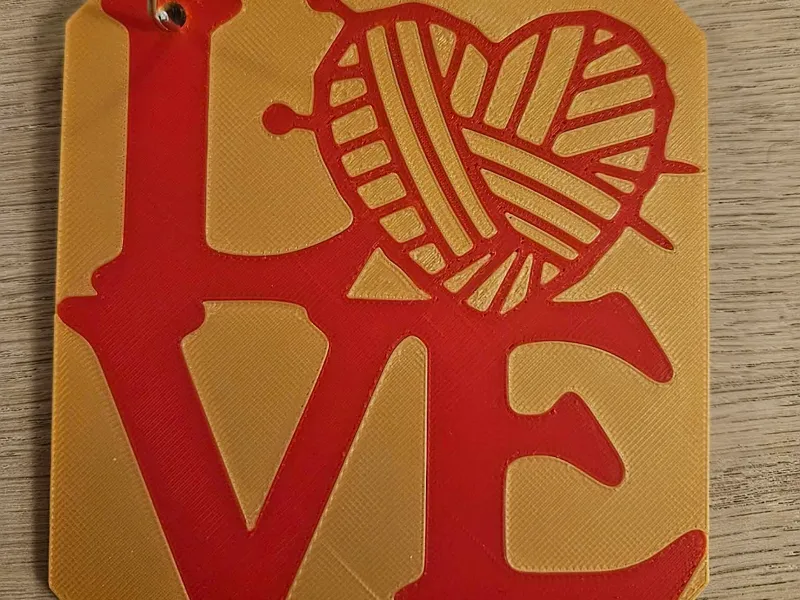 Love knitting heart keychain