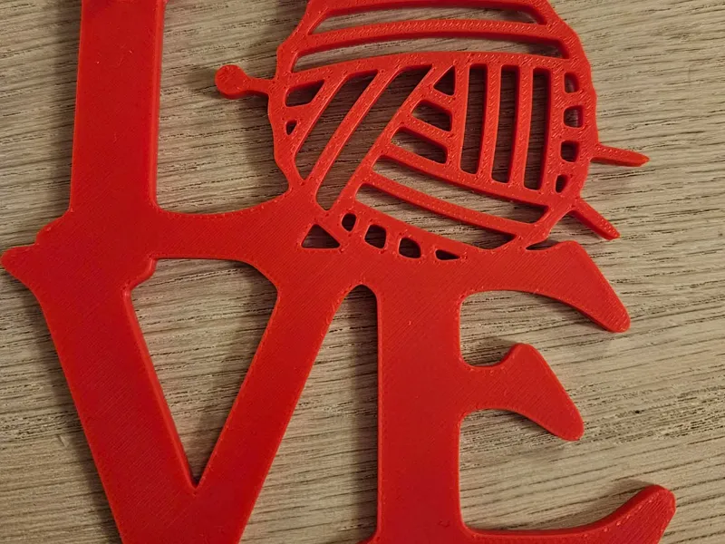 Love knitting keychain 