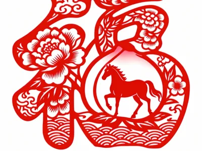 Good Fortune in the Year of the Horse 2026 Window Paper-cut